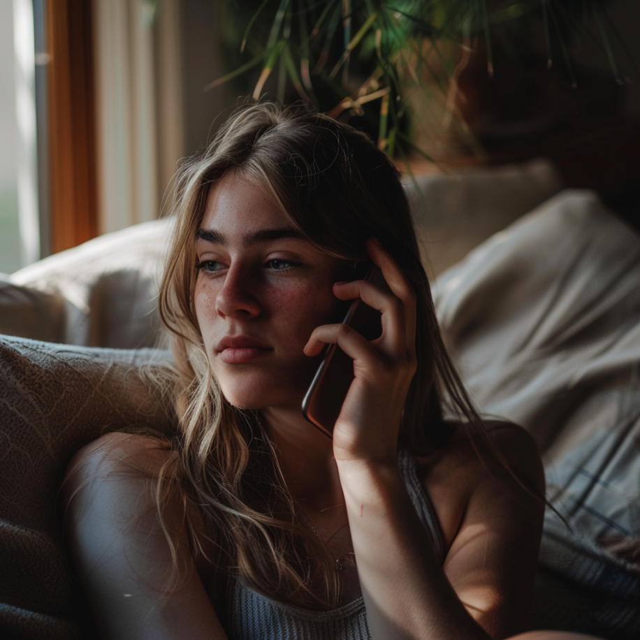 A woman talking on her phone | Source: Midjourney