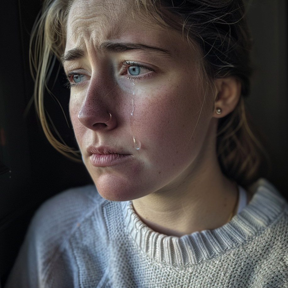 A woman crying after a breakup | Source: Midjourney